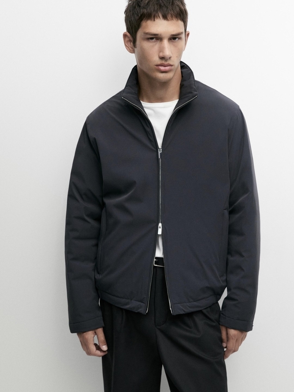 MASSIMO DUTTI Black Bomber Jacket Medium NWT